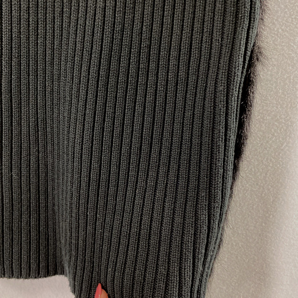 Kikit Faux Fur Front Vest Ribbed Sweater Back Womens Large Y2K Black Full Zip - Picture 3 of 11